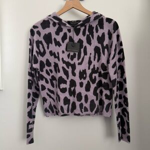 Skull Cashmere XS NEW Leopard Crop‎ Hoodie Lavender Purple Grunge Emo Gothic
